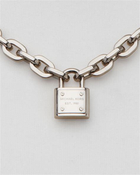 michael kors silver chain link necklace|Michael Kors pendant necklace.